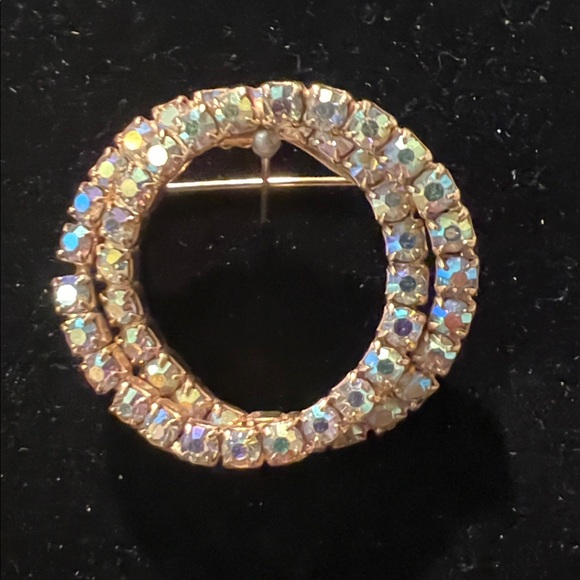 Jewelry - Vintage Double Circle A/B Rhinestone Brooch
